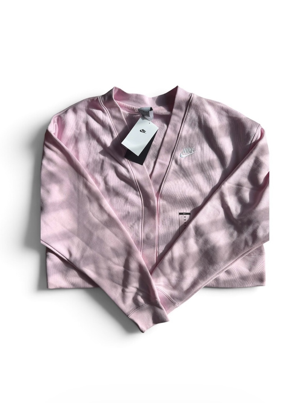 Nike Light Pink Cropped V‑Neck Cardigan Sweatshirt